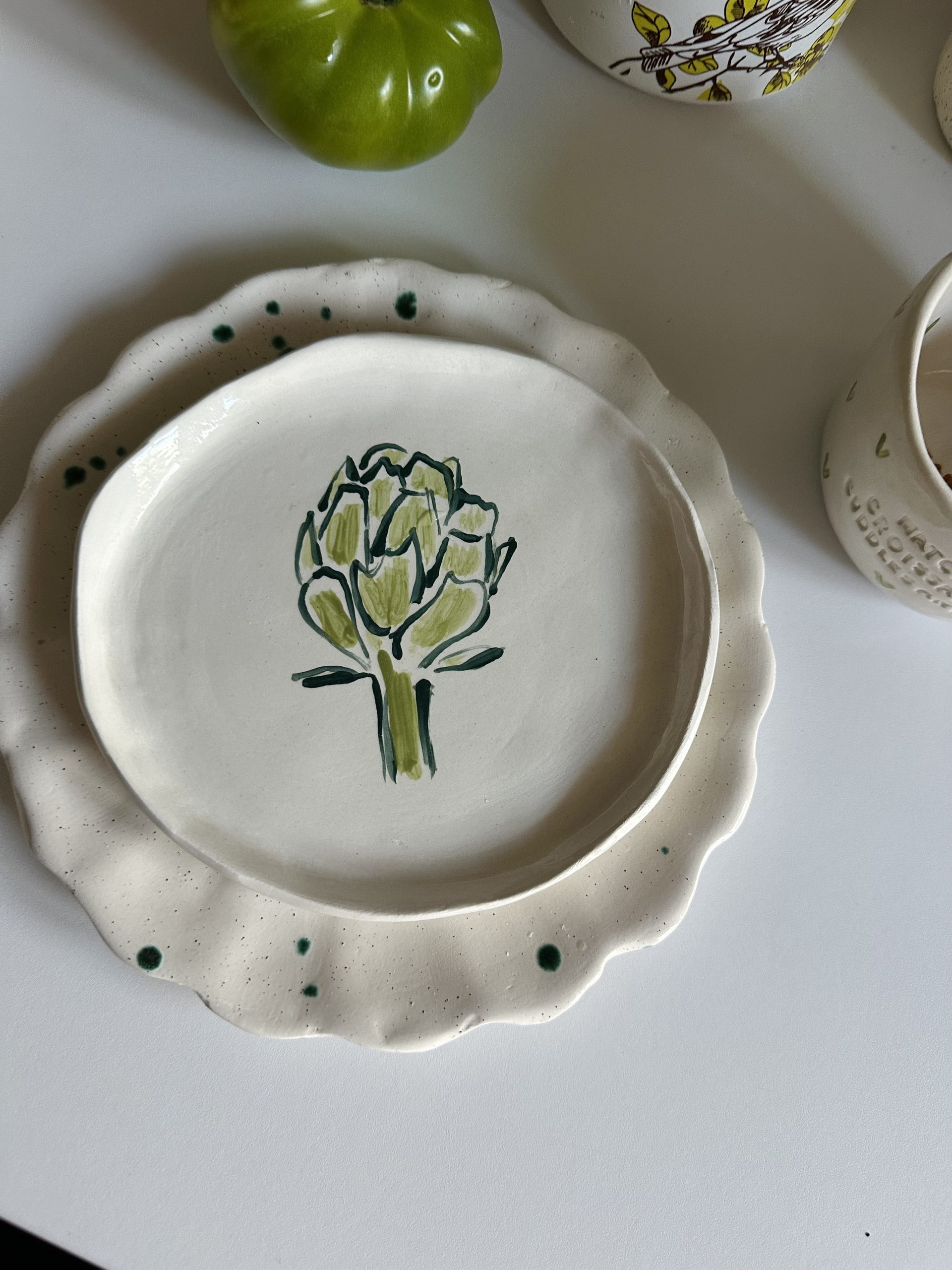 Petite assiette artisanale, esprit Côte d’Azur. Artichaut. 6